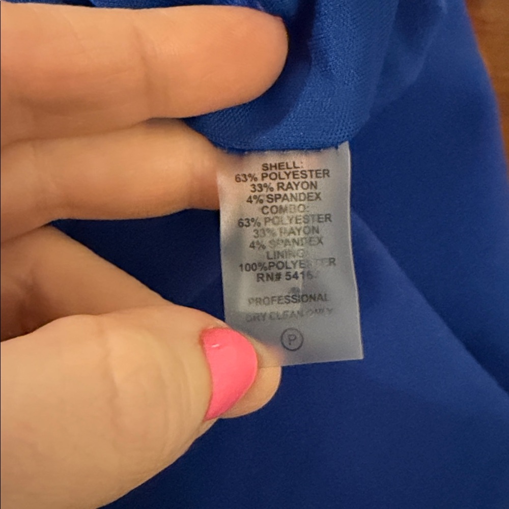 CALVIN KLEIN Ladies Cap Sleeve Ruched Sheath Dress. Royal Blue. Size 14. - Picture 9 of 10